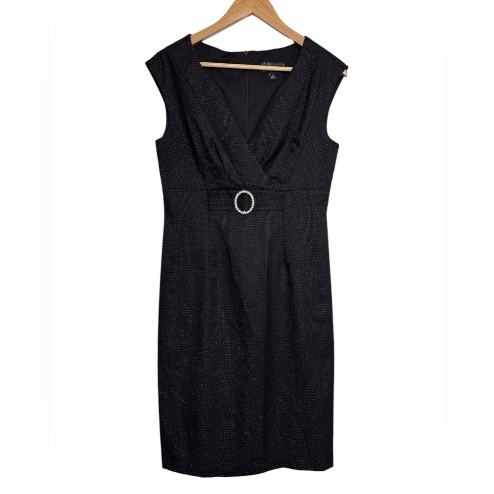 Dress Barn Black Silver Sparkle Midi Dress Size 10